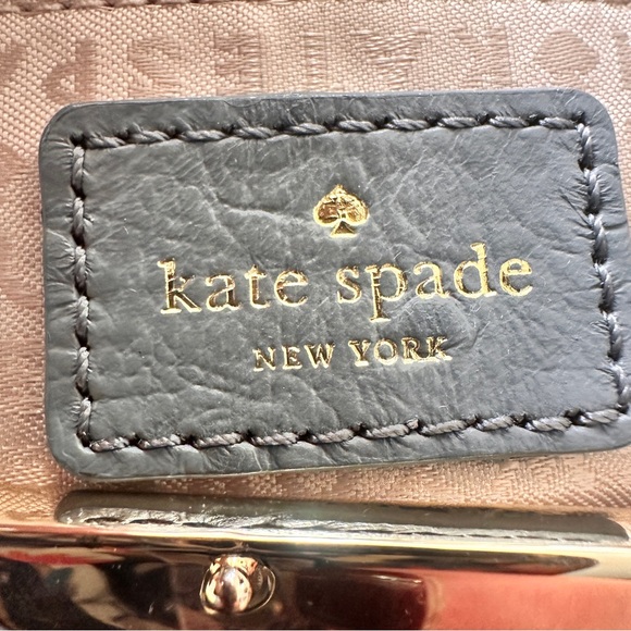 Kate Spade Victoria Falls Madeline Ostrich Embossed Satchel Stone Taupe Gray Bag - Picture 12 of 16